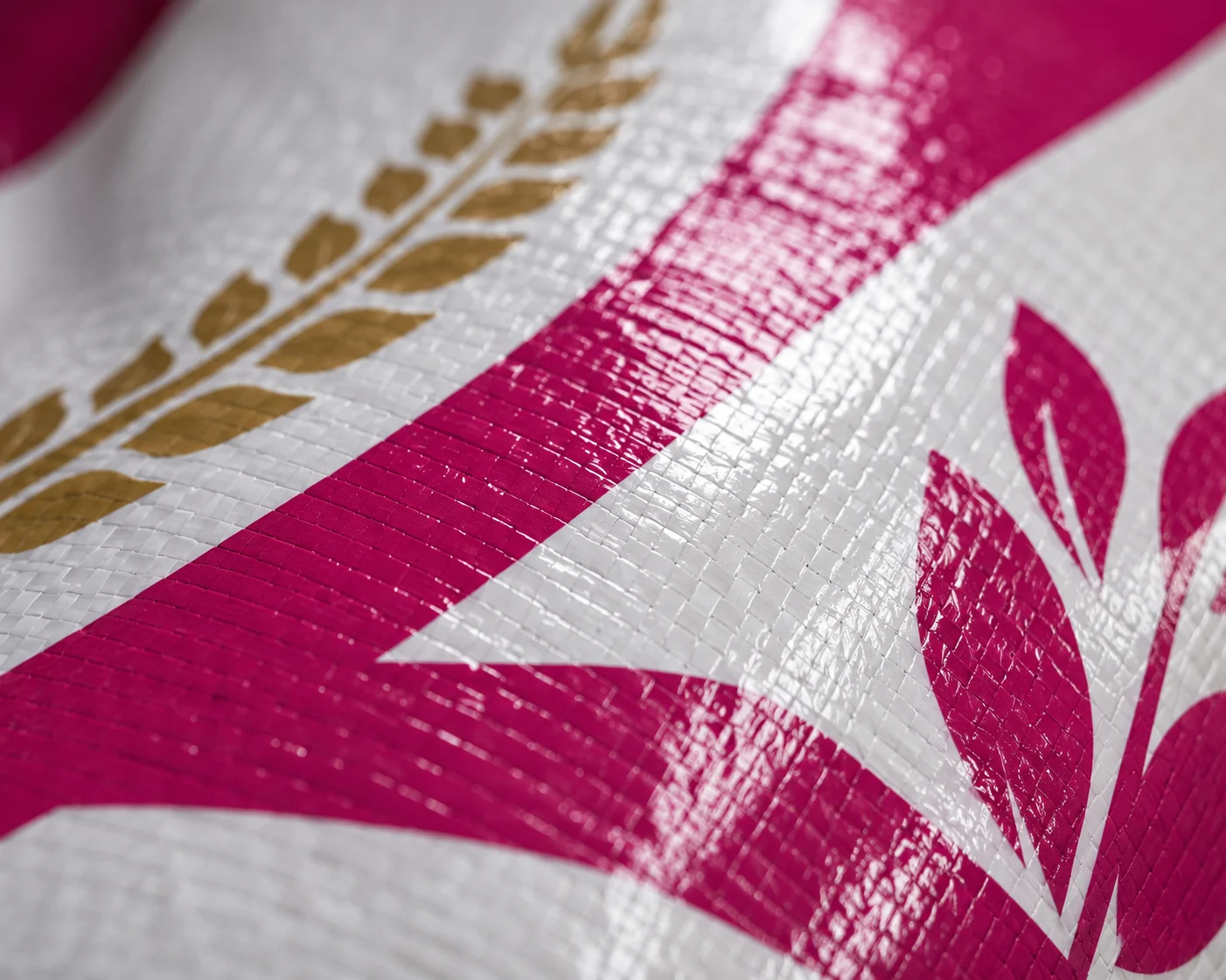 BOPP laminated print surface on an HDPE rice bag