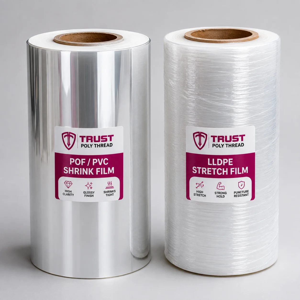 Shrink & Stretch Film 1 Shrink film and stretch film rolls supplied by Trust Poly Thread, Kolkata