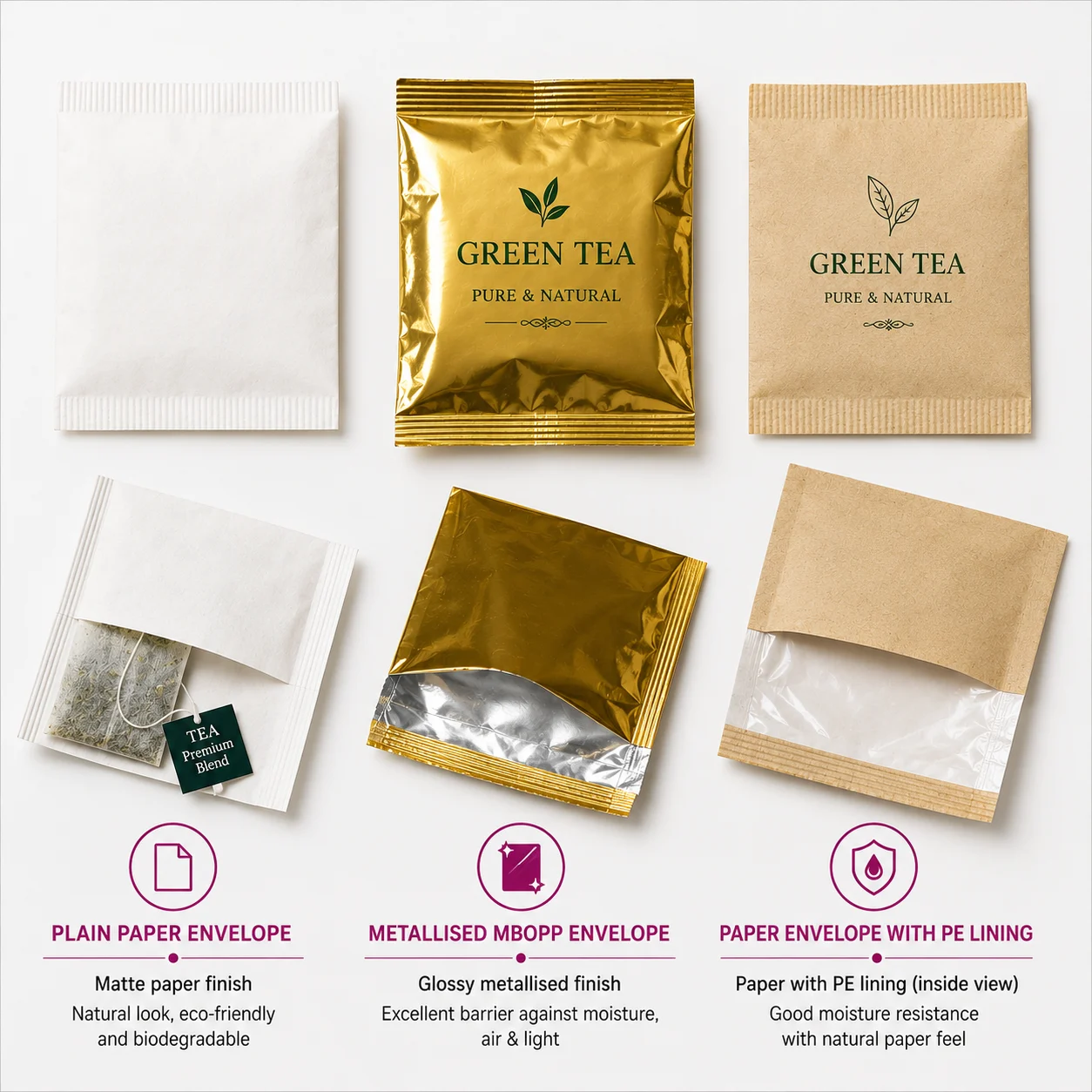 Tea Bag Envelopes 1 Tea bag envelopes supplied by Trust Poly Thread, Kolkata