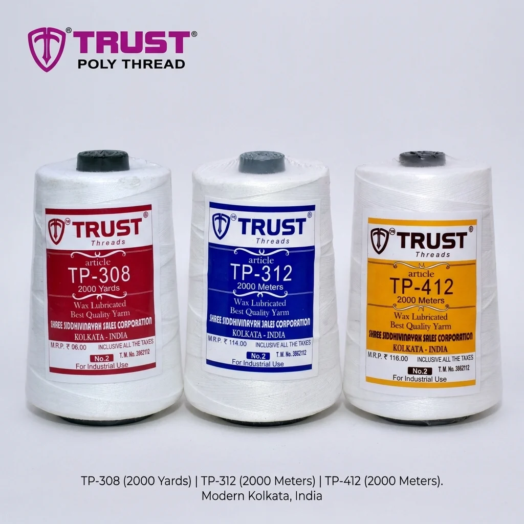 Bag Closing Polyester Thread 6 TP-308, TP-312 and TP-412 polyester thread cones compared
